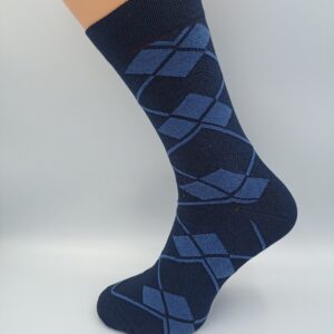 POLSKIE BAWEŁNIANE SKARPETY SKARPETKI GRANATOWE W KARO - KRASZAN